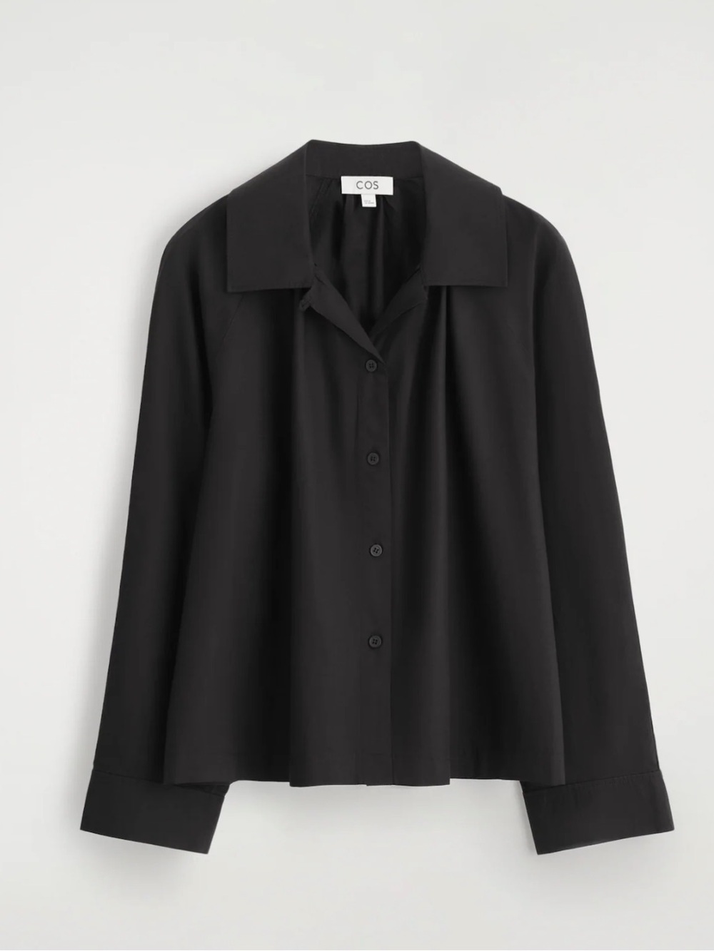 COS Black Relaxed Collared Button-Down Shirt